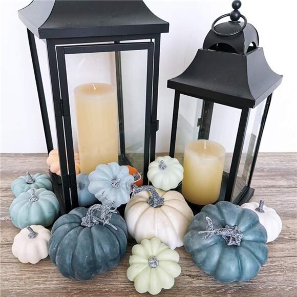 24 Pcs Bulk Assorted Rustic Harvest Artificial Pumpkins Foam Pumpkin in White - Picture 6 of 8